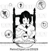 Vector Clip Art of Girl Eating and Dreaming by Prawny Vintage