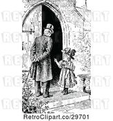 Vector Clip Art of Girl Talking to a Guy by a Door by Prawny Vintage