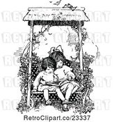 Vector Clip Art of Girls Reading a Book on a Garden Bench by Prawny Vintage