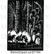 Vector Clip Art of Group Riding Through the Woods on Horses by Prawny Vintage