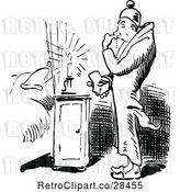Vector Clip Art of Guy Burning His Finger Trying to Snuff out a Candle by Prawny Vintage