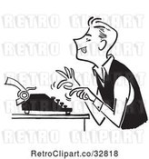 Vector Clip Art of Guy Using a Typewriter by Picsburg