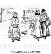 Vector Clip Art of Ladies Walking with a Dog by Prawny Vintage