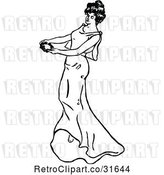 Vector Clip Art of Lady Carrying a Hand Mirror by Prawny Vintage