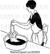 Vector Clip Art of Lady Hand Washing Clothes by Prawny Vintage