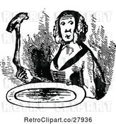 Vector Clip Art of Lady Holding a Plate by Prawny Vintage