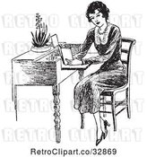 Vector Clip Art of Lady Reading at a Desk by Picsburg