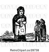 Vector Clip Art of Lady Talking to Two KChildren by Prawny Vintage