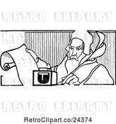 Vector Clip Art of Old Guy Writing by Prawny Vintage