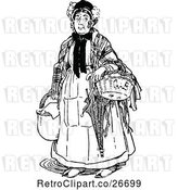 Vector Clip Art of Old Lady with Baskets by Prawny Vintage