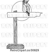 Vector Clip Art of Owl on a Road Sign Against the Moon by Prawny Vintage