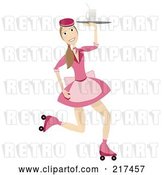 Vector Clip Art of Retro 50s Styled Waitress Roller Skating by Mheld
