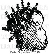 Vector Clip Art of Retro African Girl in Profile by Prawny Vintage
