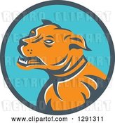 Vector Clip Art of Retro Aggressive Mastiff Dog in a Teal and Blue Circle by Patrimonio