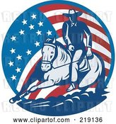 Vector Clip Art of Retro American Cowboy and Horse Logo by Patrimonio