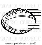Vector Clip Art of Retro American Football Rushing Through the Air During a Game by Andy Nortnik