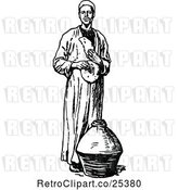 Vector Clip Art of Retro Ancient Middle Eastern Guy with a Jar by Prawny Vintage