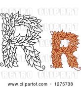Vector Clip Art of Retro and Colored Floral Capital Letter R Designs by Vector Tradition SM