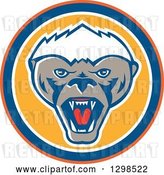 Vector Clip Art of Retro Angry Honey Badger in an Orange Blue White and Yellow Circle by Patrimonio