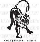 Vector Clip Art of Retro Angry Lion by Patrimonio