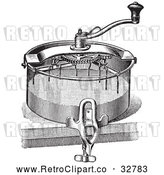 Vector Clip Art of Retro Antique Cake Mixer in Black and White by Picsburg
