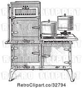 Vector Clip Art of Retro Antique Fireless Cooking Gas Stove in by Picsburg