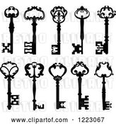 Vector Clip Art of Retro Antique Skeleton Keys 3 by Vector Tradition SM