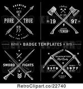 Vector Clip Art of Retro Arrow Axe and Sword Label Designs with Sample Text by BestVector