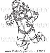 Vector Clip Art of Retro Astronaut Floating in Outer Space by BestVector