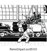 Vector Clip Art of Retro Automobile Assembly Line by Prawny Vintage