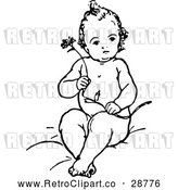 Vector Clip Art of Retro Baby Holding a Flower by Prawny Vintage