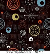 Vector Clip Art of Retro Background of Colorful Bursts and Circles on Black by KJ Pargeter