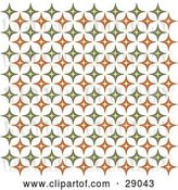Vector Clip Art of Retro Background of Orange and Green Diamond Patterned Wallpaper by KJ Pargeter