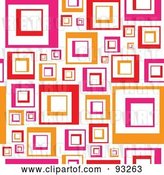 Vector Clip Art of Retro Background of Pink and Orange Squares on White by Arena Creative