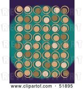 Vector Clip Art of Retro Background of Tan Circles on Teal and Purple by Stockillustrations