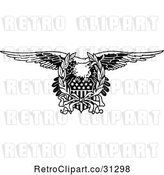 Vector Clip Art of Retro Bald Eagle and American Shield by Prawny Vintage