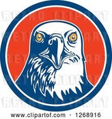 Vector Clip Art of Retro Bald Eagle Head in a Blue White and Red Circle by Patrimonio
