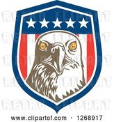 Vector Clip Art of Retro Bald Eagle Head in an American Flag Shield by Patrimonio