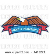 Vector Clip Art of Retro Bald Eagle over a Make It in American Banner by Patrimonio