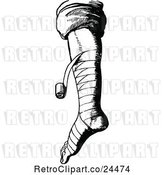 Vector Clip Art of Retro Bandaged Foot and Leg by Prawny Vintage