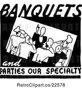 Vector Clip Art of Retro Banquets and Parties Our Specialty Food Service Sign by BestVector