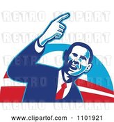 Vector Clip Art of Retro Barack Obama American President over Red White and Blue by Patrimonio