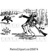 Vector Clip Art of Retro Bear Charging a Hunter 2 by Prawny Vintage