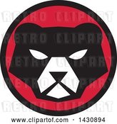 Vector Clip Art of Retro Bear Face in a Red and Black Circle by Patrimonio