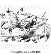 Vector Clip Art of Retro Bed Bugs Attacking a Guy 3 by Prawny Vintage
