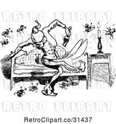 Vector Clip Art of Retro Bed Bugs Attacking a Guy 4 by Prawny Vintage