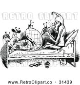 Vector Clip Art of Retro Bed Bugs Attacking a Man 2 by Prawny Vintage