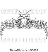 Vector Clip Art of Retro Beetle and Floral Page Border 1 by Prawny Vintage