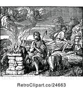 Vector Clip Art of Retro Biblica Scene of Cain and Abels Offering Unto God by Prawny Vintage