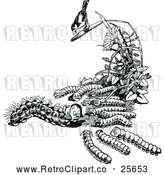 Vector Clip Art of Retro Bird and Caterpillar Family by Prawny Vintage